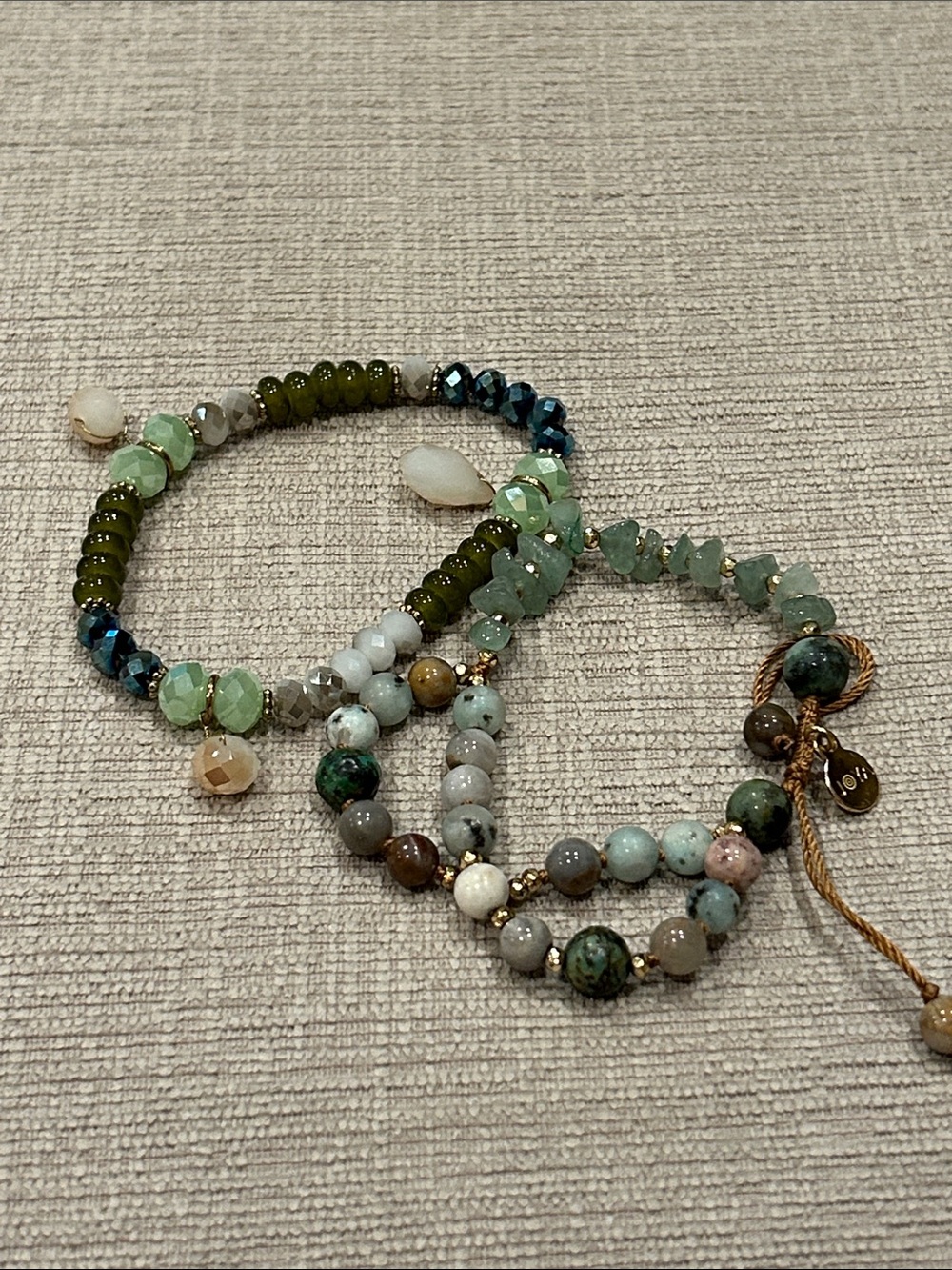 Layered Green Beaded Women's Bracelet Set
